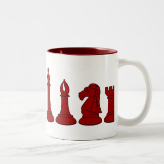 Café Em Dois Tons Caneca vermelha das peças do jogo de xadrez