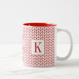 Café Em Dois Tons CANECA VERMELHA DE LINHA TECIDA DE DUAS CORES + In