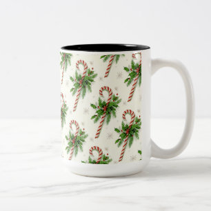 Café Em Dois Tons Canis de doces e caneca de Natal Holly