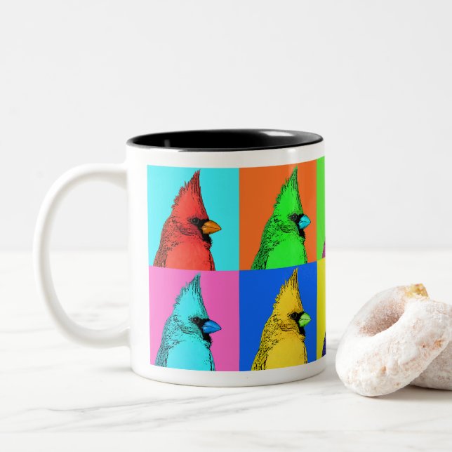 Café Em Dois Tons Cardeal de uma caneca diferente (Com Donut)