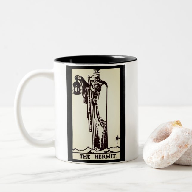 Café Em Dois Tons cartão de tarô hermit | caneca (Com Donut)