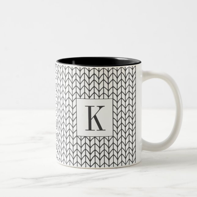 Café Em Dois Tons CAVANHAQUE DE MALHA PRETA Caneca Preto e Branco +  (Direita)