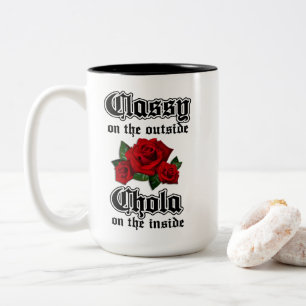 Café Em Dois Tons Clássica Do Lado Exterior Da Chola Na Caneca De De