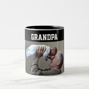 Café Em Dois Tons Colagem de 3 Fotos Moderna Primeiro Avô Caneca