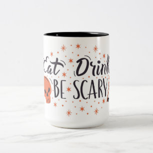 Café Em Dois Tons Coma bebida e fique assustada com uma caneca de ca
