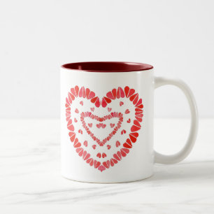 Café Em Dois Tons CORAÇÕES DOCES Caneca Marrom de Duas Cores
