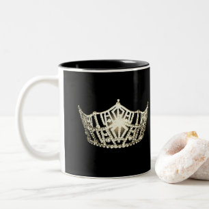 Café Em Dois Tons Coroa de Concurso ao Estilo Miss América Caneca