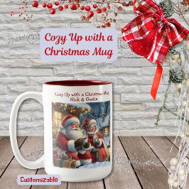 Café Em Dois Tons Cozy Up com uma caneca de Natal