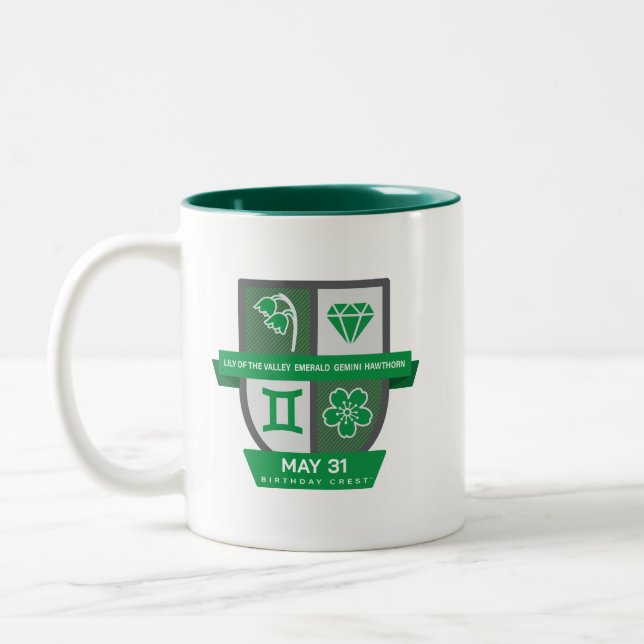 Café Em Dois Tons Crest™ de Aniversário de Gêmeos para Caneca de 21  (Esquerda)