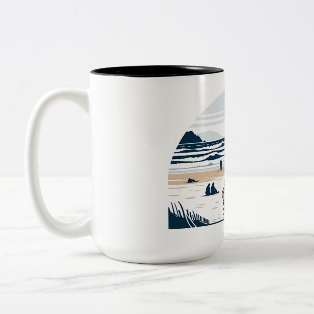 Café Em Dois Tons Crianças brincando - caneca de praia (Esquerda)