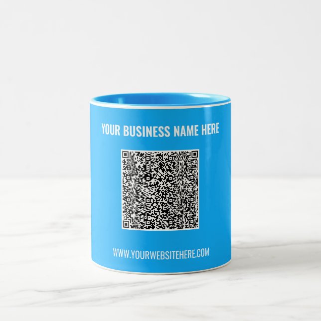 Café Em Dois Tons Crie Seu Código QR Caneca de Negócios Presente Esc (Centro)