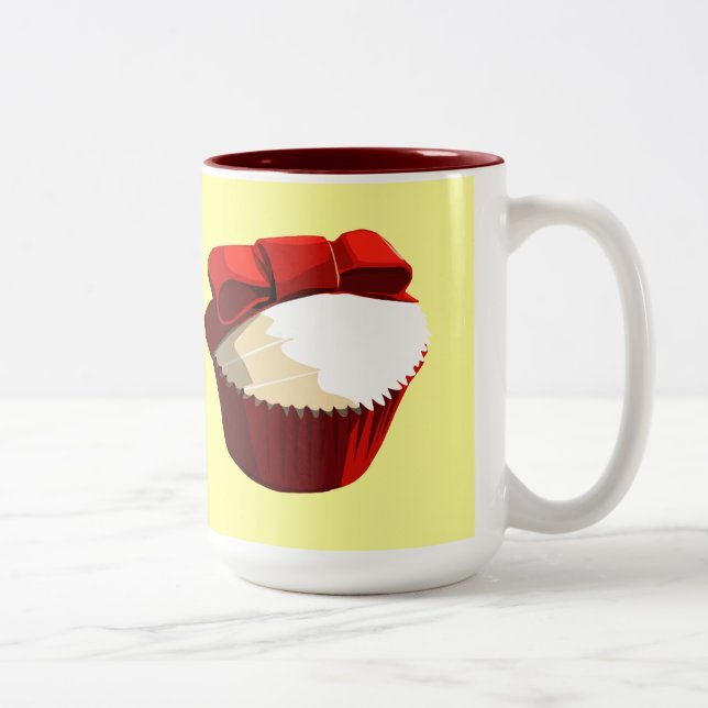 Café Em Dois Tons Cupcake vermelho de veludo com caneca do arco (Direita)