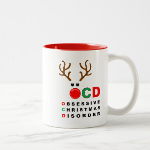 Café Em Dois Tons Da desordem obsessiva do Natal de OCD caneca