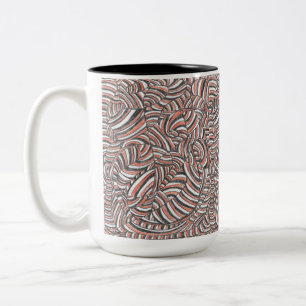 Café Em Dois Tons Darya Caneca de Arte Abstrata Desenhada à Mão