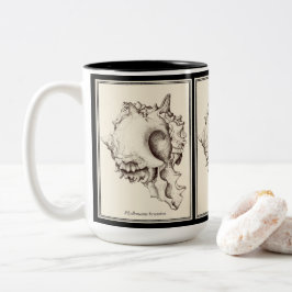 Café Em Dois Tons De "amante Shell - caneca preta & branca de I"
