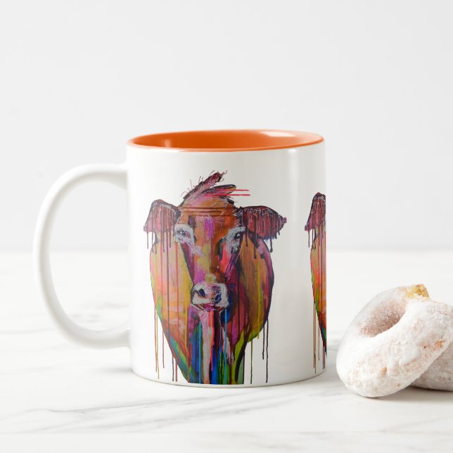 Café Em Dois Tons "Demasiado MOO para a caneca 11oz de YOO III" (Com Donut)