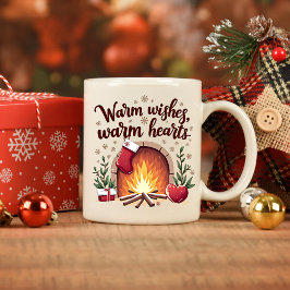 Café Em Dois Tons Desejos Quentes, Corações Quentes, Caneca de Natal