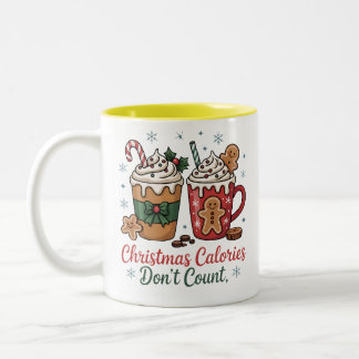 Café Em Dois Tons design de caneca de calorias de natal não contam