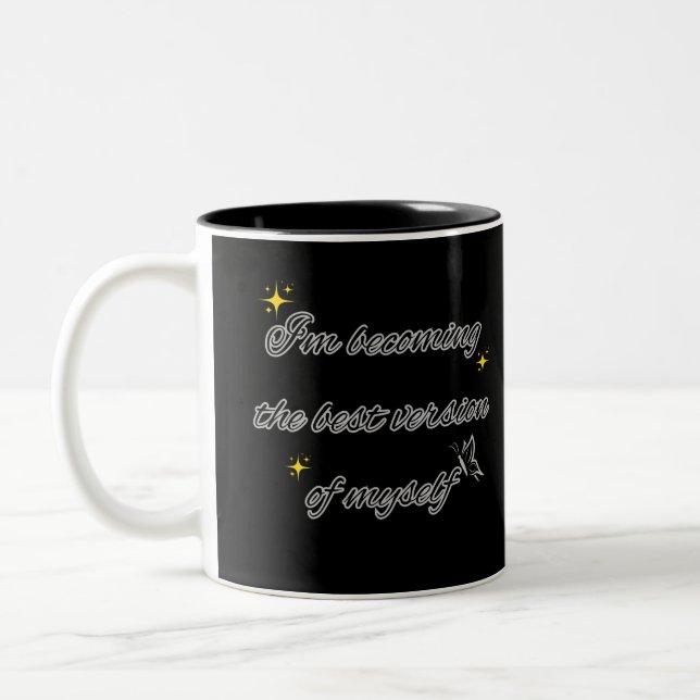 Café Em Dois Tons Design de caneca de cotação motivacional (Esquerda)