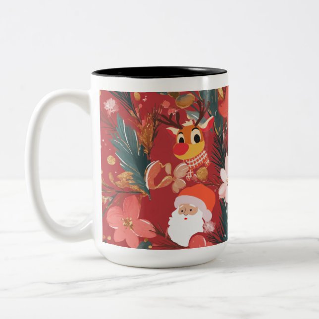 Café Em Dois Tons Design de caneca de Natal vermelha (Esquerda)