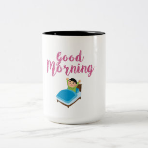 Café Em Dois Tons design de caneca para crianças, design de manhã de