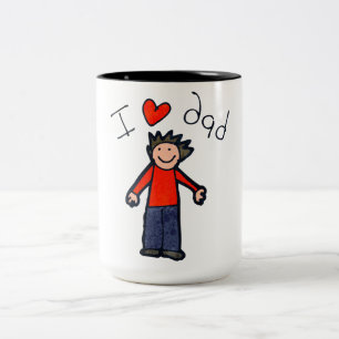 Café Em Dois Tons Dia de os pais "I Love Pai", duas caneca tonta.