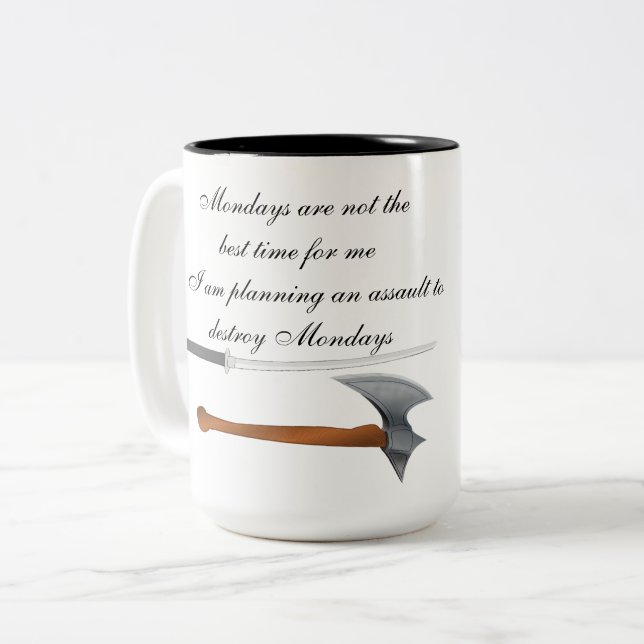 Café Em Dois Tons Diga NÃO à caneca de segunda-feira (Frente Esquerda)