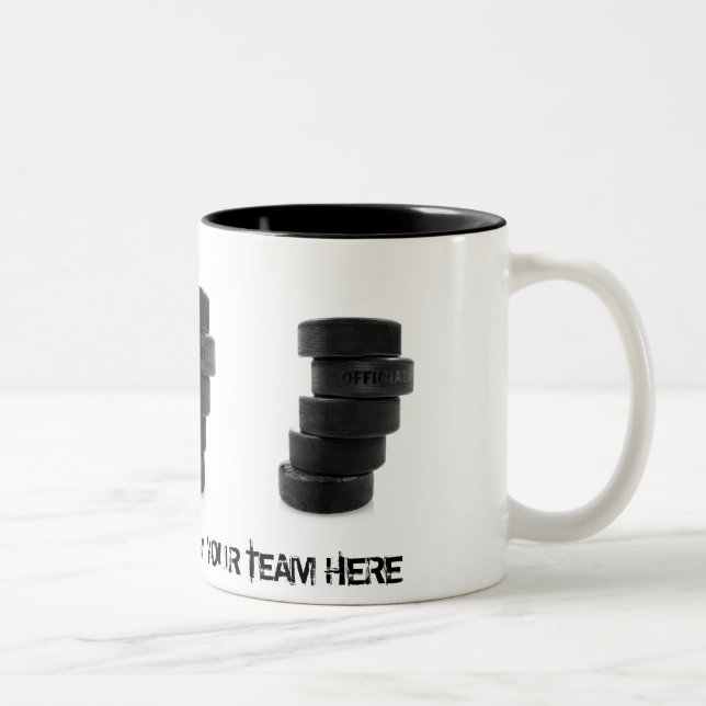 Café Em Dois Tons Disco de hóquei no gelo ... caneca (Direita)
