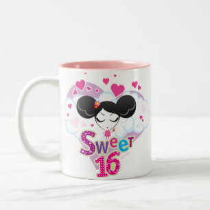 Café Em Dois Tons Doce caneca de 16 aniversários