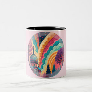 Café Em Dois Tons Domo de Fantasia Pastel Caneca – Personalizável