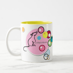 Café Em Dois Tons É caneca do logotipo do mundo de um rato