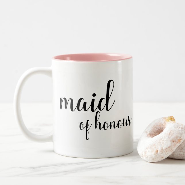 Café Em Dois Tons Empregada doméstica de honra, caneca nupcial da (Com Donut)