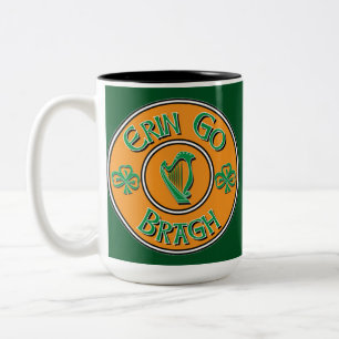 Café Em Dois Tons Erin vai caneca irlandesa do logotipo de Bragh