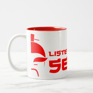 Café Em Dois Tons Escute a caneca de Sensei (branco/vermelho)