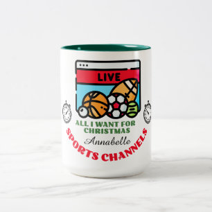 Café Em Dois Tons Esportes na TV, caneca de Natal com corda verde