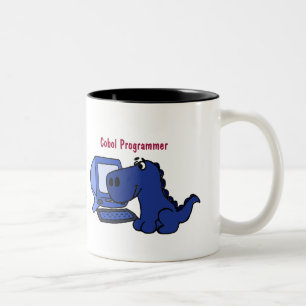 Café Em Dois Tons ESTÁ a caneca do dinossauro do programador de