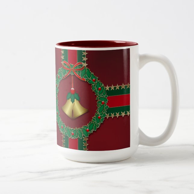 Café Em Dois Tons Estrelas e Strips - Caneca de Natal (Direita)