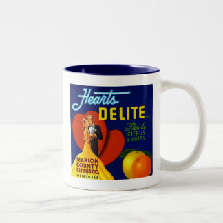 Café Em Dois Tons Etiqueta do citrino de Delite dos corações caneca