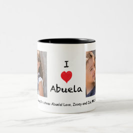 Café Em Dois Tons Eu amo a caneca customizável da foto de Abuela 2