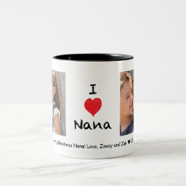 Café Em Dois Tons Eu amo a caneca customizável da foto de Nana 2