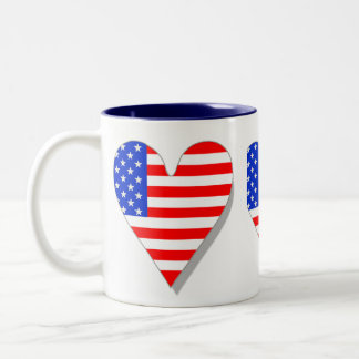 Café Em Dois Tons Eu amo a caneca da bandeira do coração de América