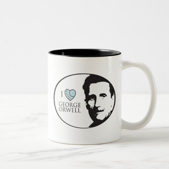 Café Em Dois Tons Eu amo a caneca de George Orwell (Direita)