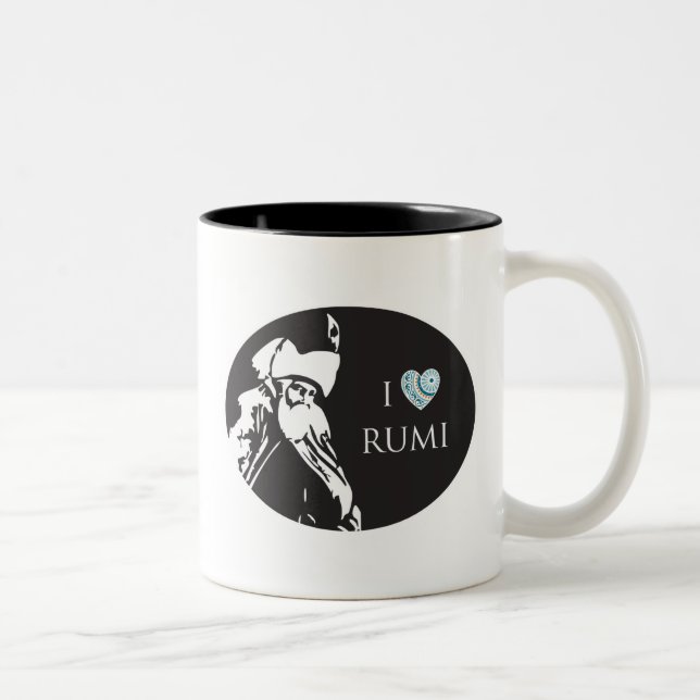 Café Em Dois Tons Eu amo a caneca de Rumi (Direita)