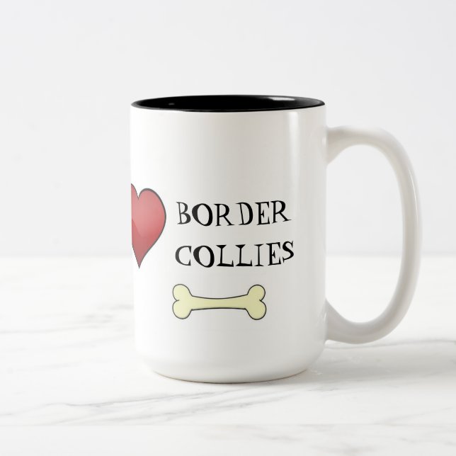 Café Em Dois Tons Eu amo a caneca dos Collies de beira (Direita)