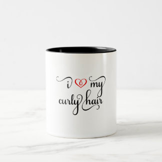 Café Em Dois Tons Eu Amo Minha Caneca De Cabelo Curvo