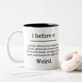 Café Em Dois Tons "Eu antes de E excetuo…" Caneca cómico da