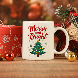 Café Em Dois Tons Feliz e caneca de Natal brilhante