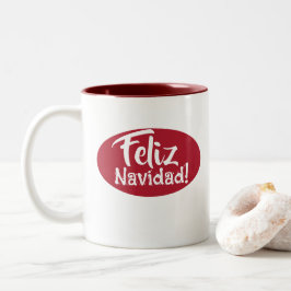 Café Em Dois Tons Feliz Navidad - Caneca de Natal Espanhola