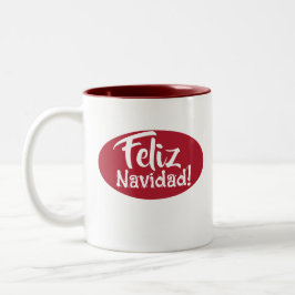 Café Em Dois Tons Feliz Navidad - Caneca de Natal Espanhola