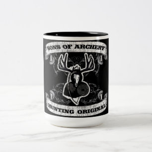 Café Em Dois Tons Filhos do tiro ao arco - caçando a caneca de caf